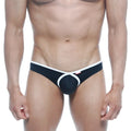 MetroMaleWear lasso bikini black mens briefs with distinctive crisscross front design for stylish comfort