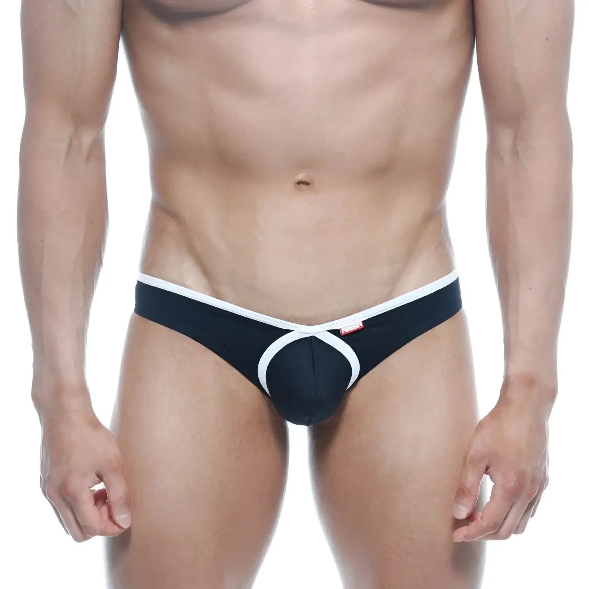 MetroMaleWear lasso bikini black mens briefs with distinctive crisscross front design for stylish comfort