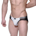 MetroMaleWear Lobo hip brief gray 5303-10 in white and black with mesh trim and sleek modern design