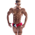 MetroMaleWear lowrise swim brief red 4917-12 in red navy blue and white with a drawstring waistband