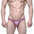 MetroMalewear Madrid bikini 5103-m05 pink metallic briefs with sleek form-fitting design and black logo waistband