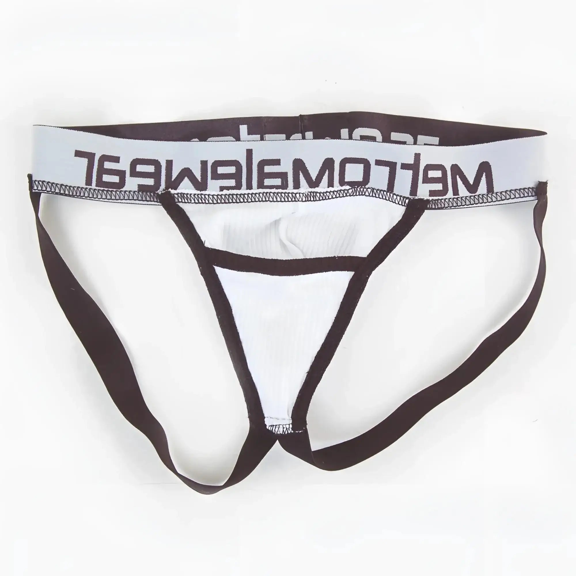 White and black men’s ribbed briefs with meltomg waistband from metromalewear magic jock strap white 2911-00