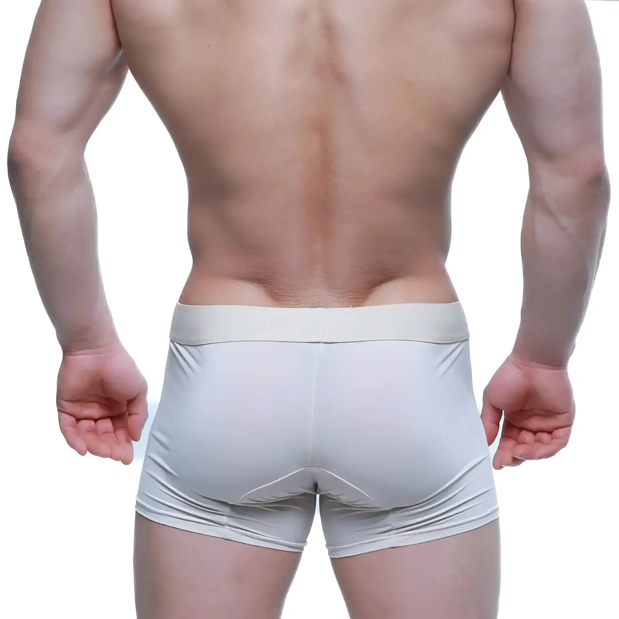 White athletic briefs metro malewear maintenant boxer brief beige with matching elastic waistband front view
