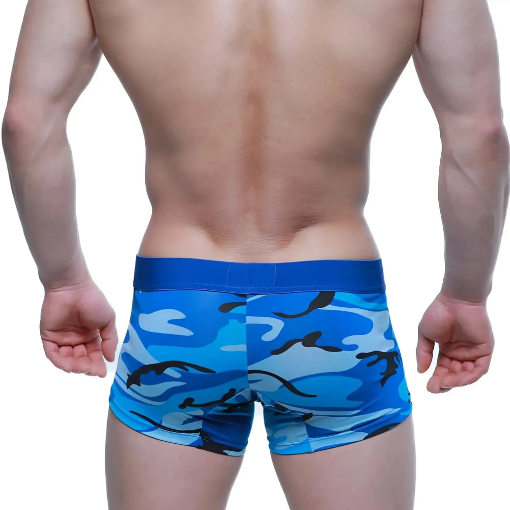 MetroMaleWear Maintenant boxer brief blue 2122-70 featuring blue camouflage pattern and solid blue waistband for men