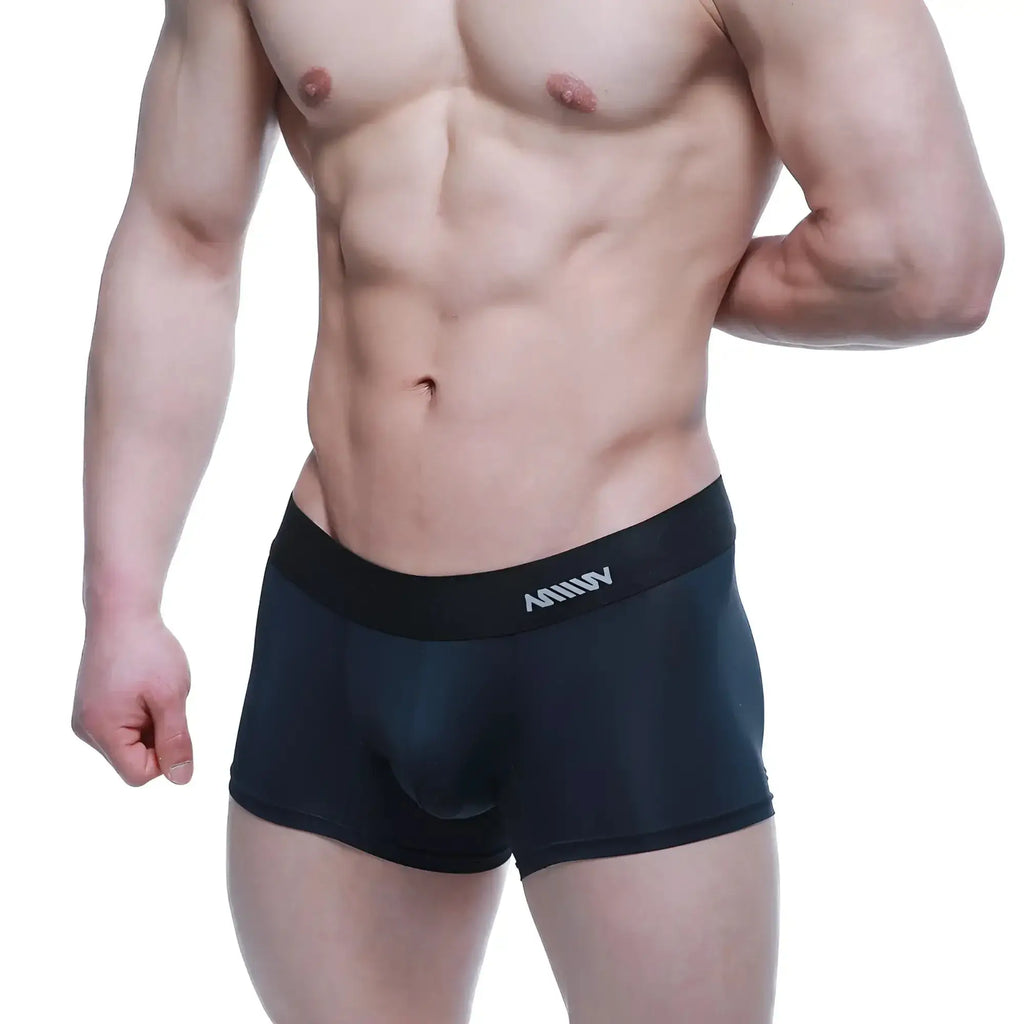 Black mens briefs metro malewear maintenant boxer brief intense 2122-21 sleek form fitting with amuuv logo waistband
