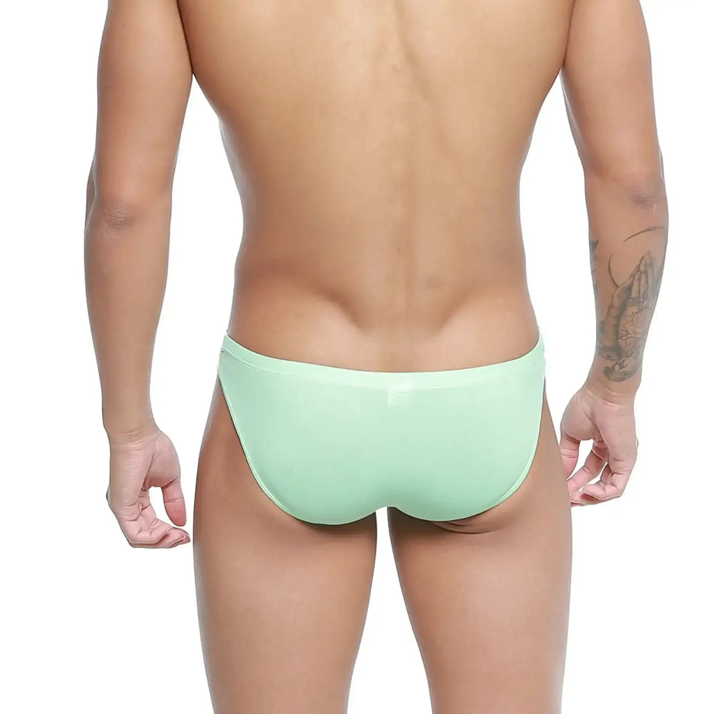 MetroMaleWear Malon bikini green briefs with a smooth form-fitting design in mint green color