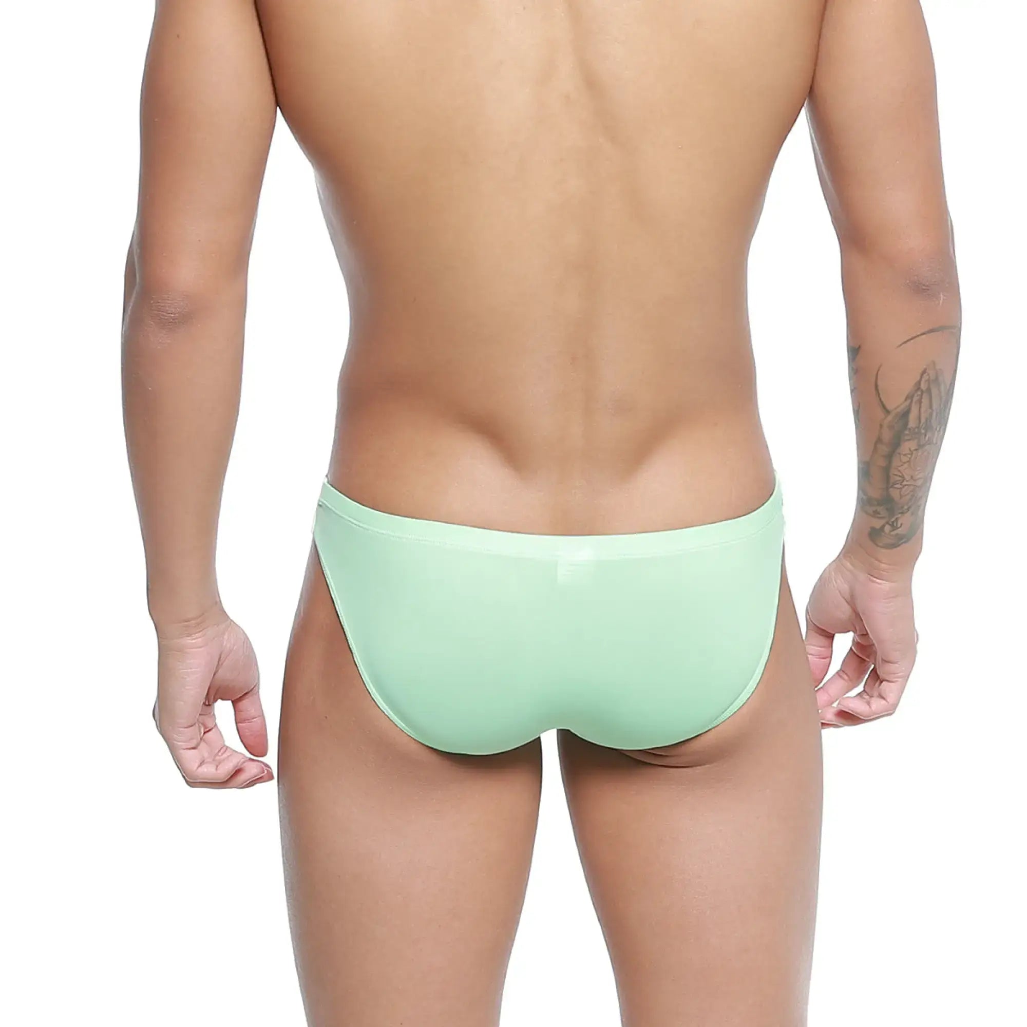 MetroMaleWear Malon bikini green briefs with a smooth form-fitting design in mint green color