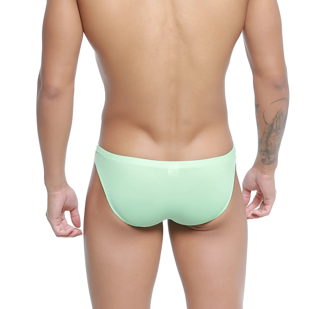 MetroMaleWear Malon bikini green briefs with a smooth form-fitting design in mint green color