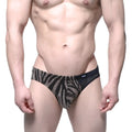 MetroMaleWear mascara bikini gold 5103-C01 black and silver zebra-striped men’s briefs with mesh waistband