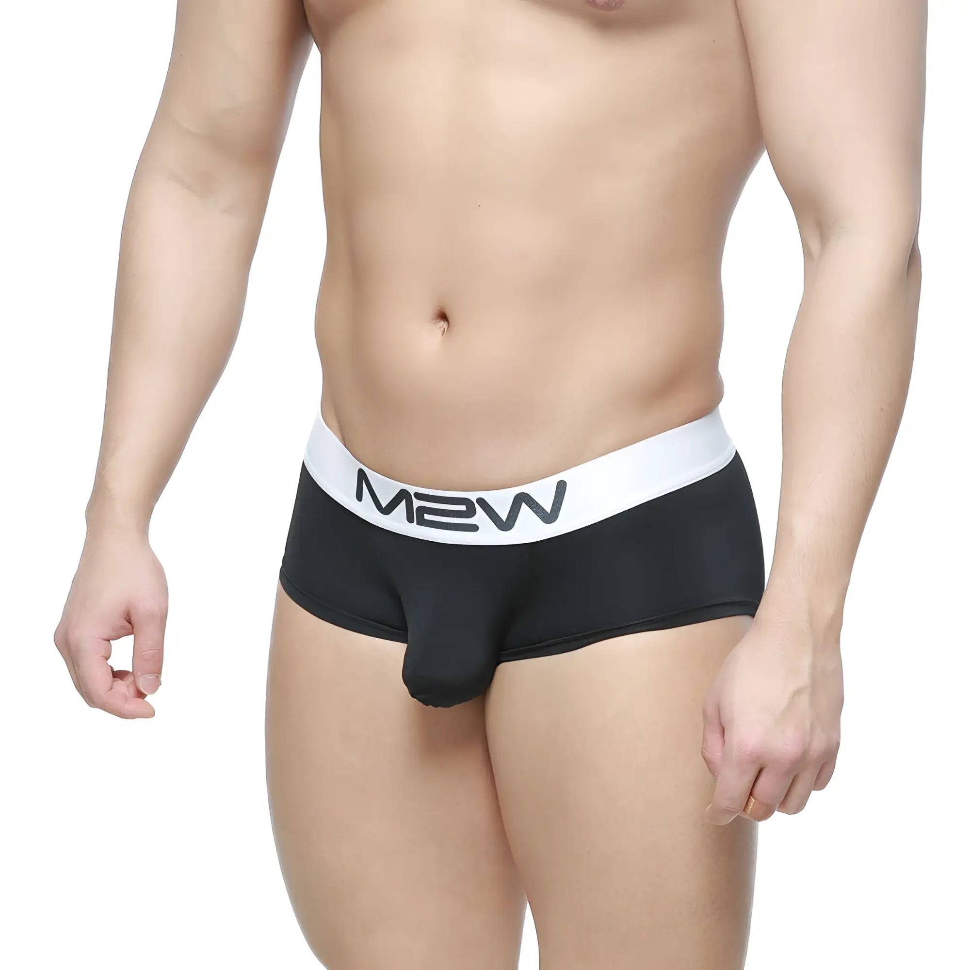 Black m2w men’s briefs with white waistband and brand logo metroMalewear m2w max boxer oscuridad 3013-22