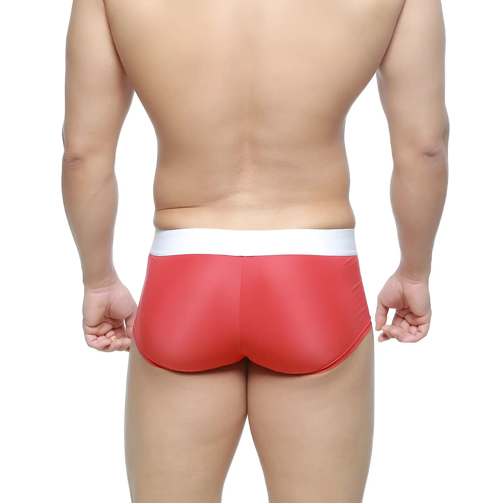 MetroMaleWear M2W MAX boxer red 3013-12 red glossy briefs with white waistband for comfortable daily wear