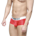 Metro male wear m2w max red boxer briefs with white waistband and black lettering for men comfortable fit