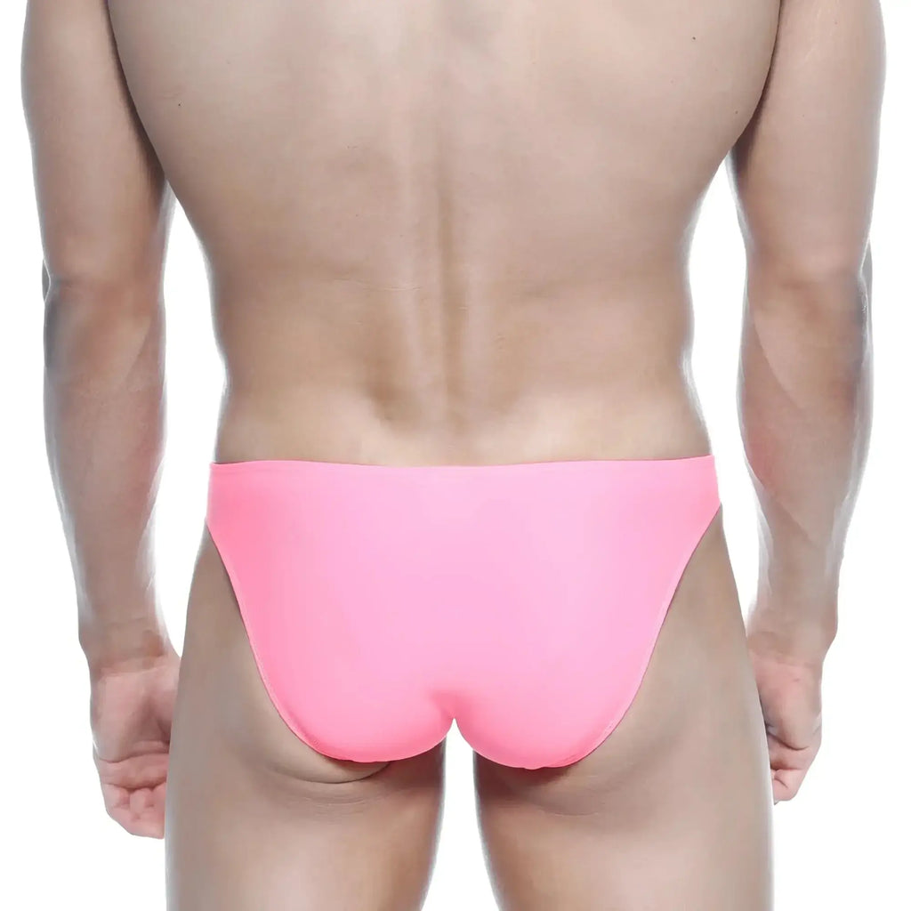 Bright pink sleek form-fitting swim trunks metroMalewear max bulge bikini fuchsia 6007-02 ideal for swim and beachwear
