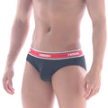 Black metroMalewear max mesh hip briefs with red and white asmin logo elastic waistband 2103-20