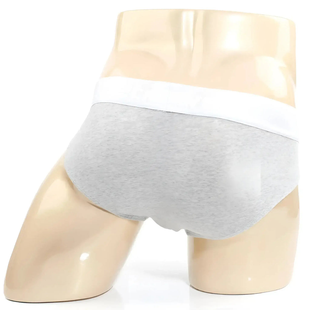 MetroMalewear melange brief 5003-09 gray heathered cotton briefs with white elastic waistband front view