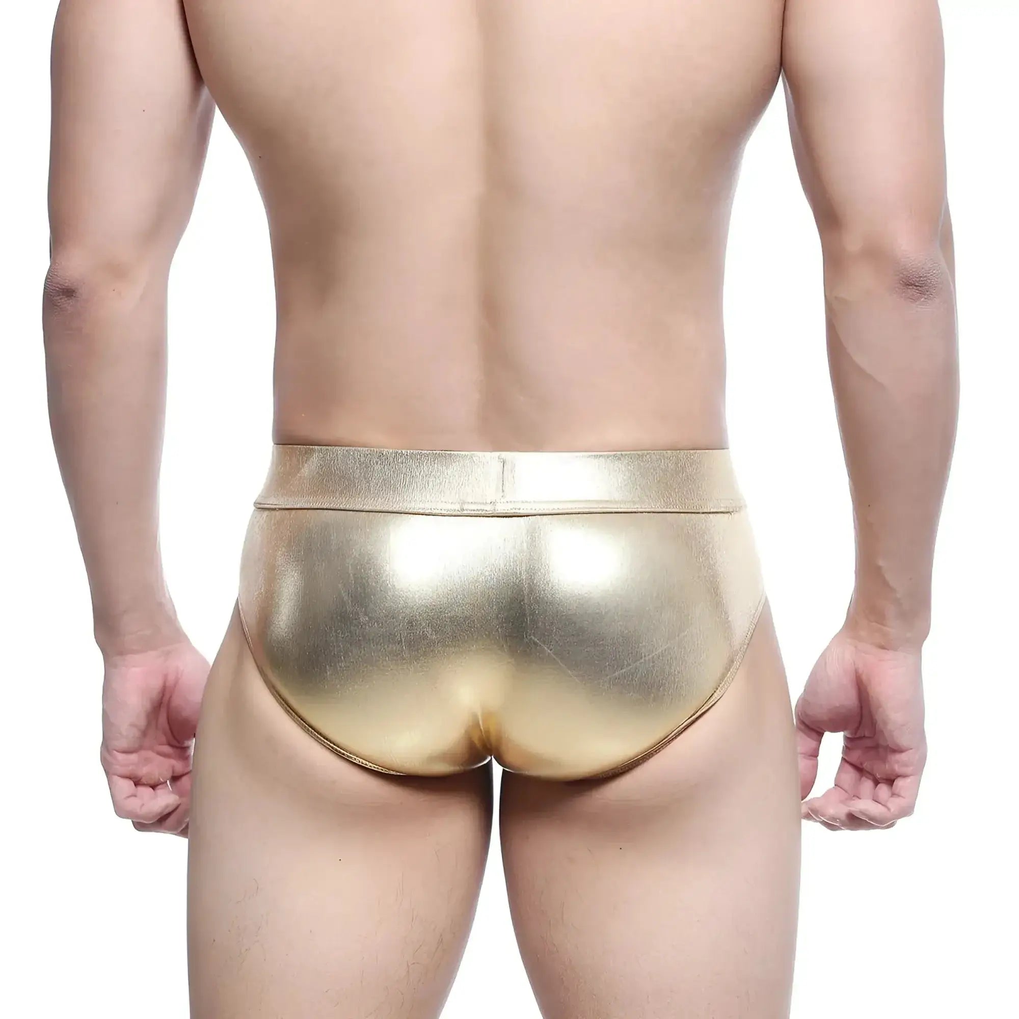 Shiny gold metallic metro male wear metal hip brief 5503-21 with sleek form-fitting design