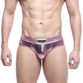 Shiny metallic pink briefs with a branded waistband from metromalewear metal hip brief 5503-02 collection