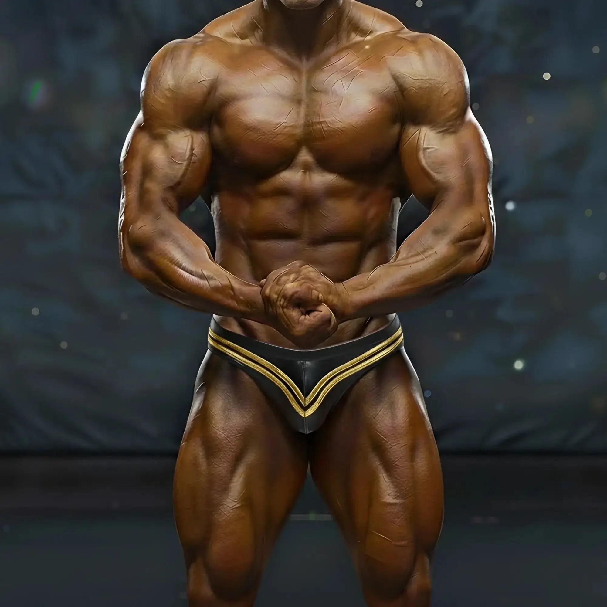 Black and gold athletic briefs with v-shaped design from metromalewear metromusclewear ajax competition suit gold 4974-47