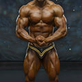 Black and gold athletic briefs with v-shaped design from metromalewear metromusclewear ajax competition suit gold 4974-47