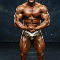 Gold metallic briefs with white inner lining from MetroMaleWear MetroMuscleWear challenger competition suit 4974-33