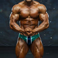 Teal and white striped competitive bodybuilding briefs from MetroMaleWear MetroMuscleWear competition suit green 4974-07