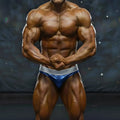 Shiny blue and silver form-fitting athletic briefs by metromalewear metro musclewear for competition use