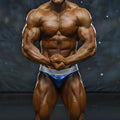 Shiny blue and silver form-fitting athletic briefs by metromalewear metro musclewear for competition use