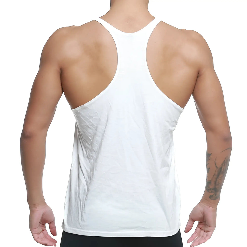 White metromalewear metromusclewear gym tank top m1027-00 racerback design breathable fabric for workouts