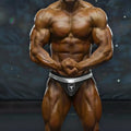 Silver briefs with black bull logo from MetroMaleWear MetroMuscleWear Hudson Competition Suit 4974-65