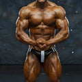 Black and white striped athletic briefs with a central vertical stripe from MetroMaleWear Lucas Competition Suit 4974-59