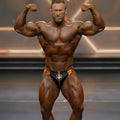 Black and gold competitive bodybuilding briefs with white bull logo from MetroMaleWear MetroMuscleWear Diego 4700-13