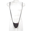 Black fabric suspenders with a single narrow strap design from metromalewear miami bodysuit black 0008-20