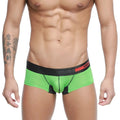 Bright green ribbed mens briefs with black waistband and red white branding metro male wear micro mini boxer 7013-07