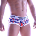 Blue red and gray camouflage men’s briefs with white miiw waistband metro male wear micro mini boxer red camo