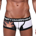 MetroMaleWear micro mini boxer Siberia 7013-78 white and black briefs with tiger print and branded waistband