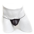 Black mesh thong with thin elastic straps made of microfiber by metromalewear model 2015-46 in black