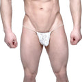 White lace thong with thin straps made of microfiber by MetroMaleWear model 2015-50 in white color
