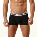Black microfiber boxer briefs with white elastic waistband featuring aviv logo from metromalewear 2022-20 collection