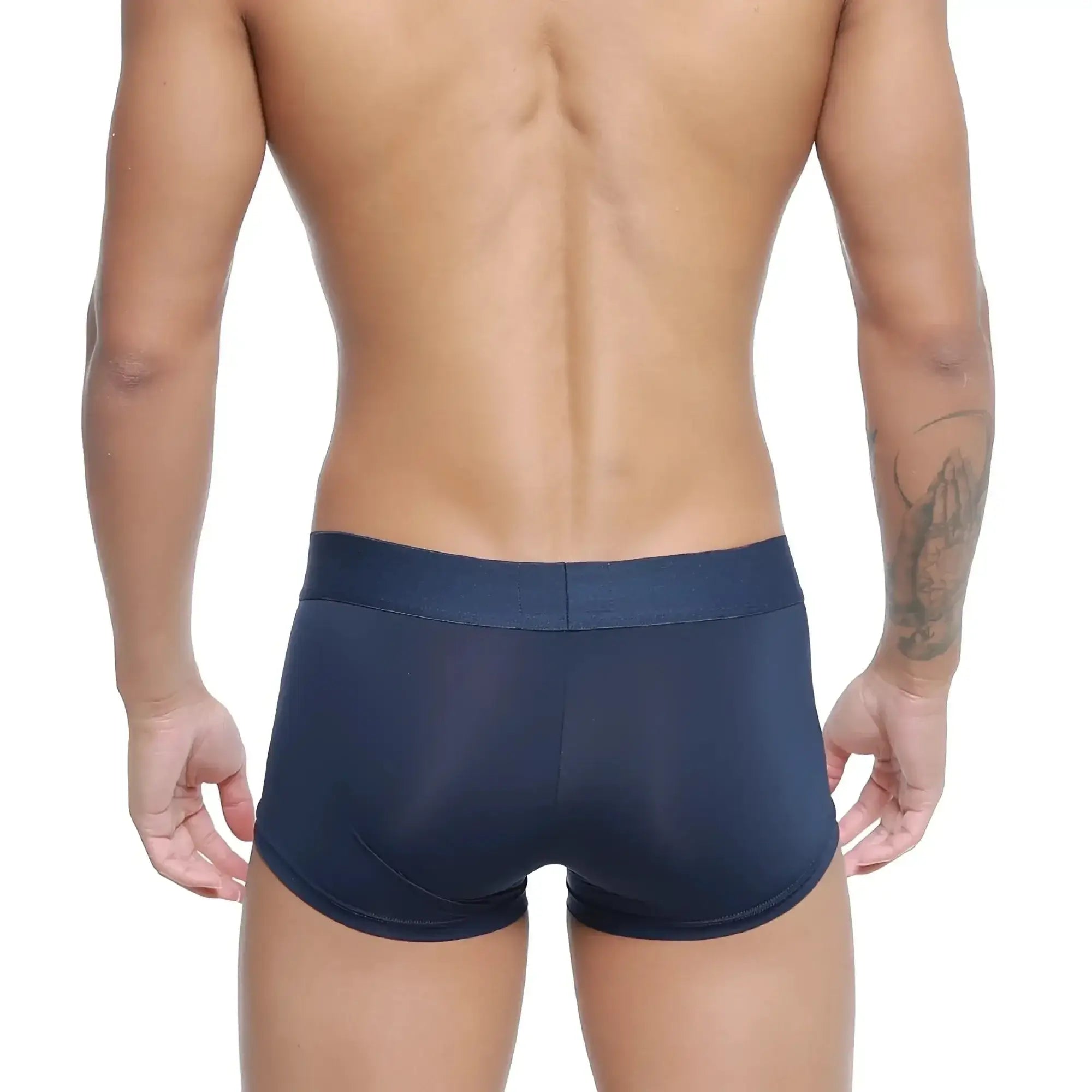 Navy blue stretch cotton briefs with solid waistband from metromalewear microfiber trunk dark blue 2026-29 collection