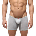 Gray heathered men’s boxer briefs with supportive contoured pouch and elastic waistband by MetroMaleWear