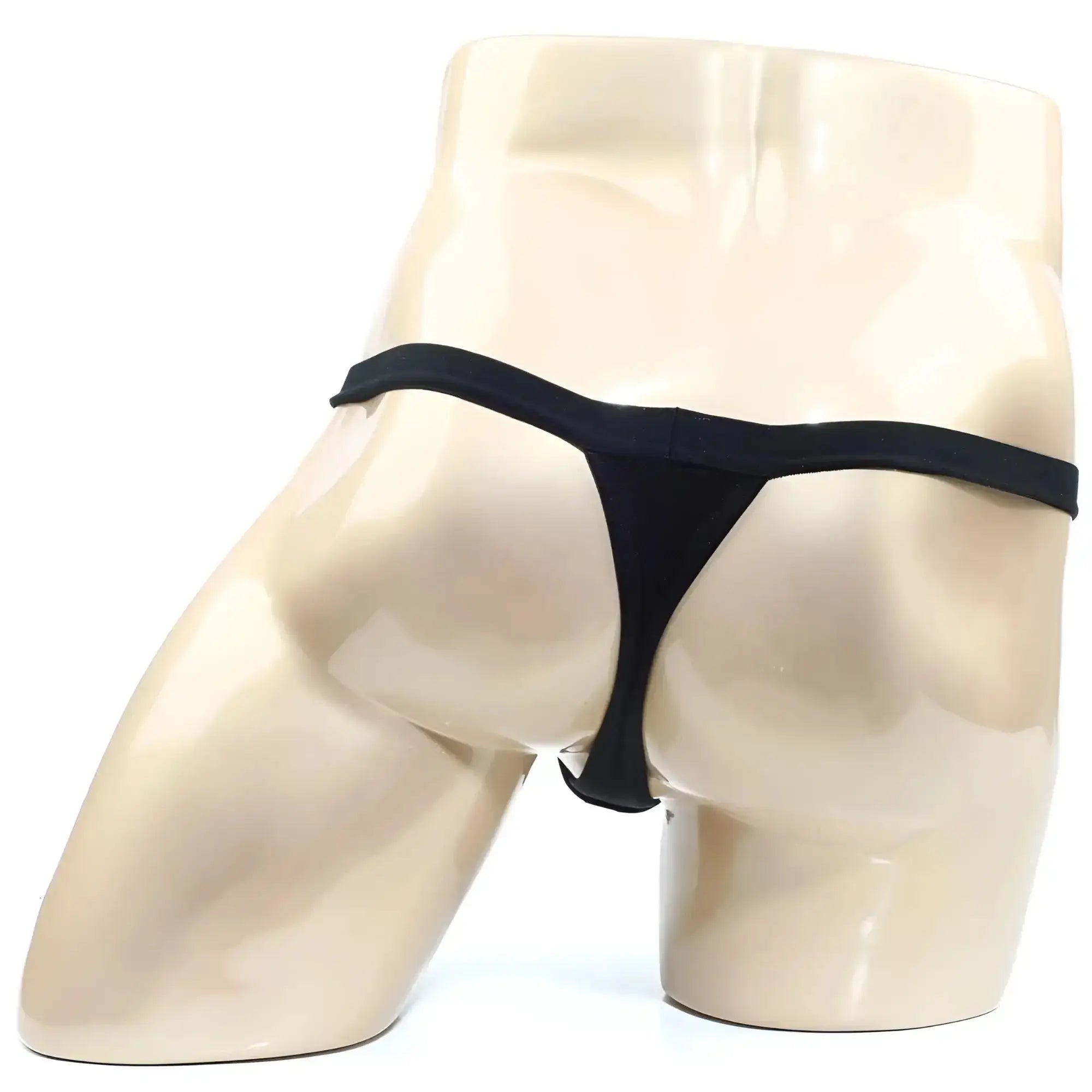 Black thong made of smooth stretchy fabric by MetroMaleWear modernizing thong black 3002-M20 showing front side
