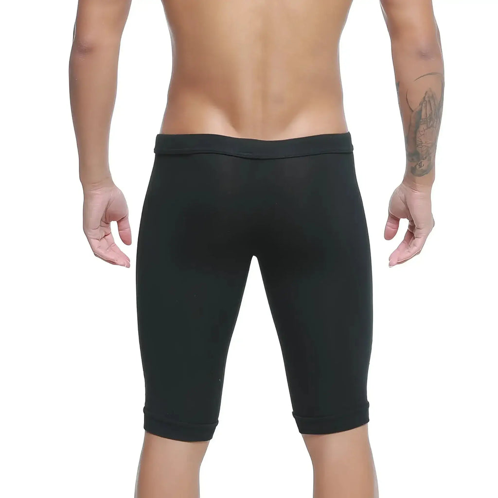 MetroMaleWear mojave biker black form-fitting athletic shorts with smooth stretchy fabric and elastic waistband