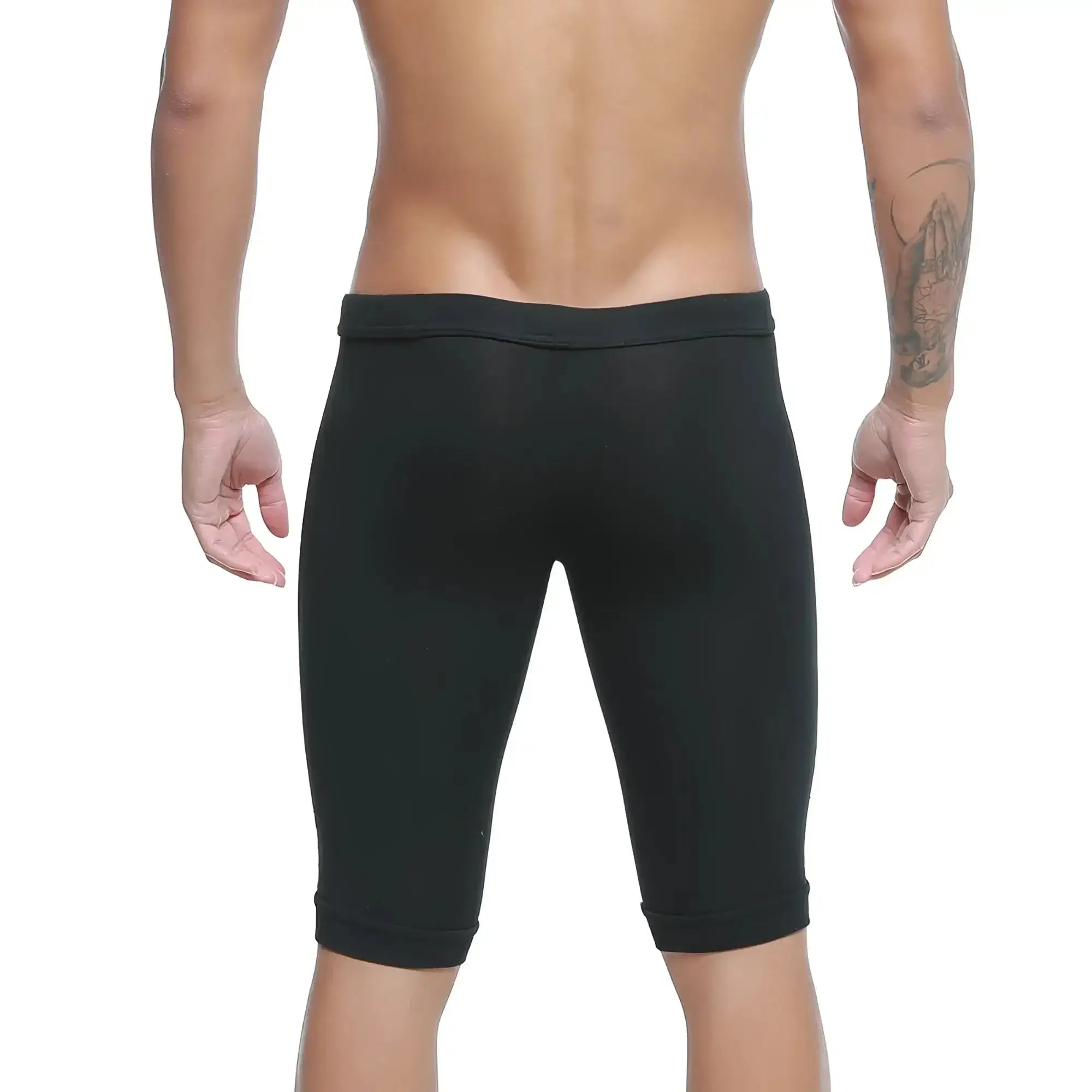 MetroMaleWear mojave biker black form-fitting athletic shorts with smooth stretchy fabric and elastic waistband