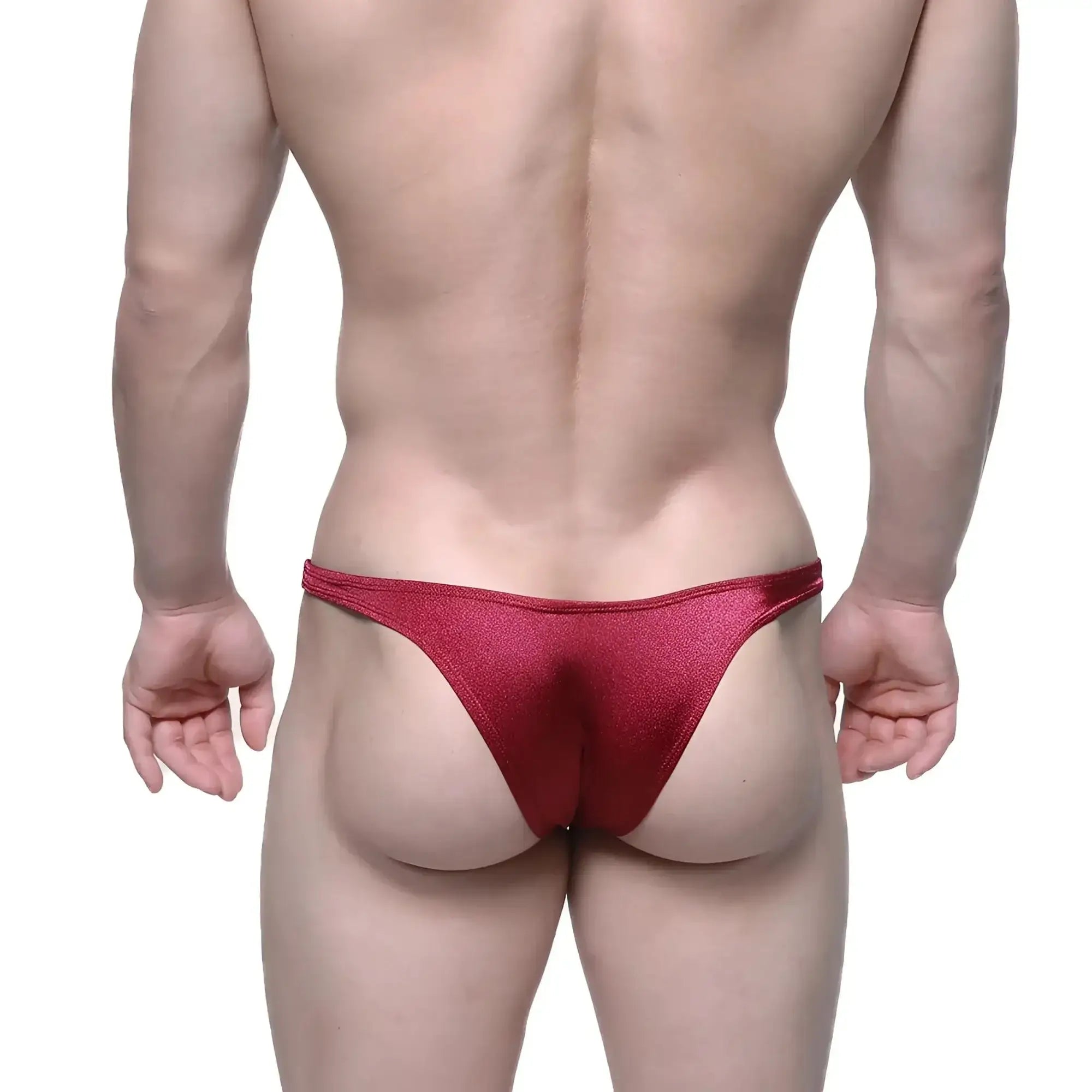 MetroMaleWear Monaco bikini burgundy 6010-29 shimmering red metallic thong with sleek form-fitting design