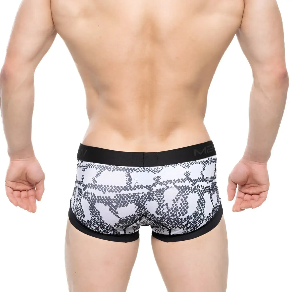 MetroMaleWear nano trunk cobra 7016-62 black and white snake scale patterned men’s briefs with black m2 waistband