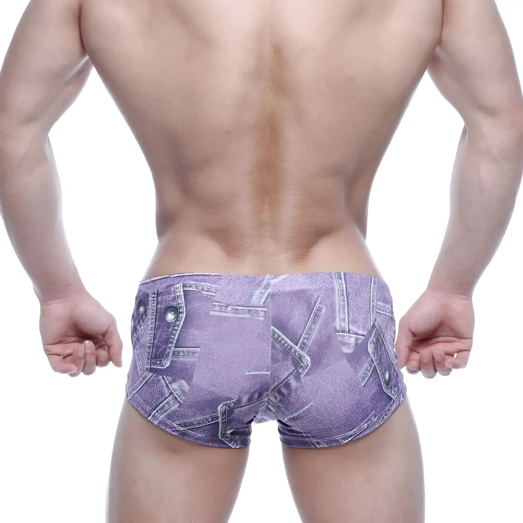 MetroMaleWear Oscar boxer denim purple men’s briefs with tailored fit and stitched pocket details in denim pattern