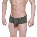 Olive green men’s metro male wear oscar boxer briefs with black logo tag on waistband in khaki color