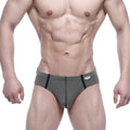 MetroMalewear oslo thong green 5102-26 olive green briefs with black side stripes and white brand tag on waistband