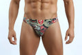 MetroMaleWear paisley bikini briefs in black red and gold with paisley pattern and logo on waistband for men