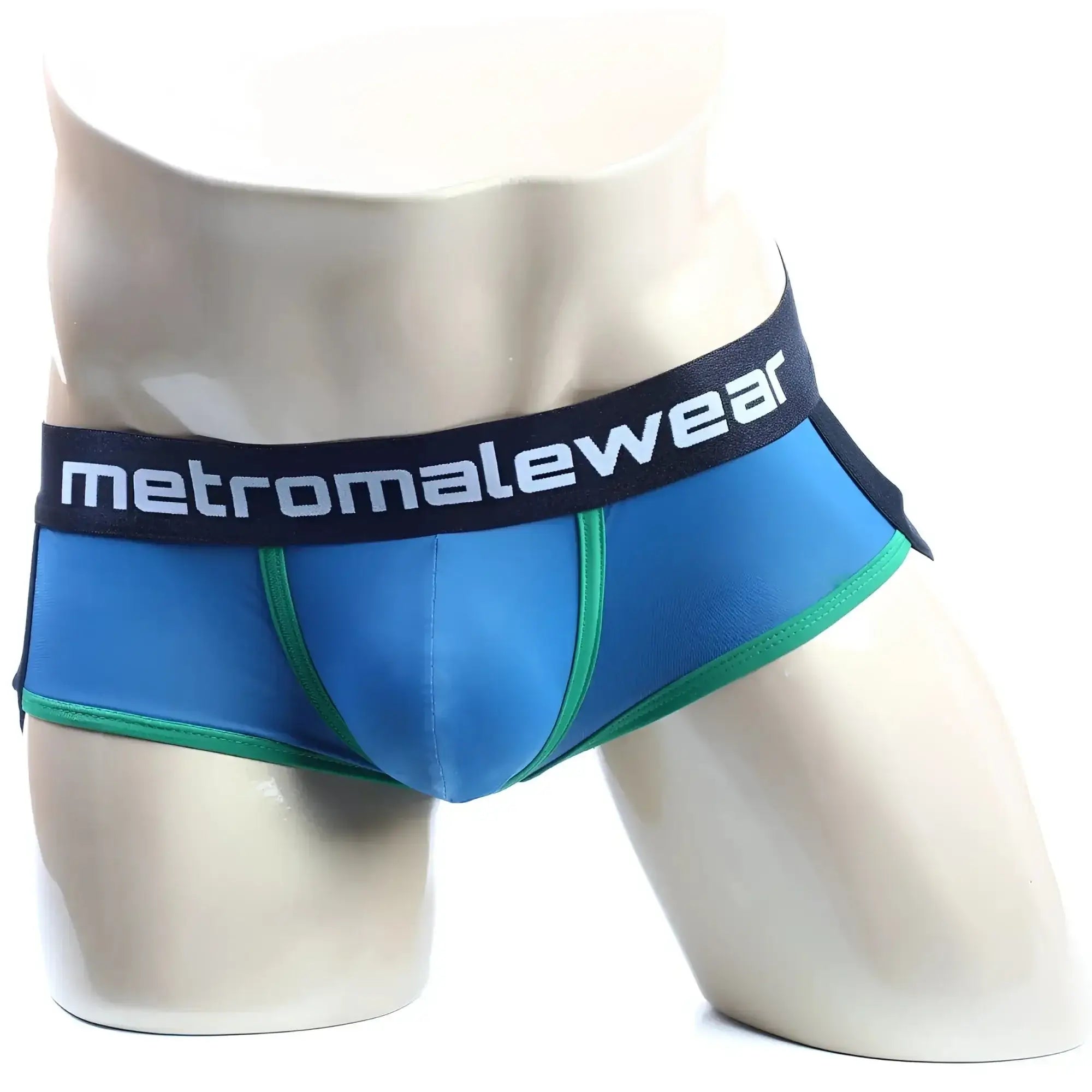 Blue and green mens briefs with black metromalewear waistband metroMalewear palma boxer jock petrol 1413-08